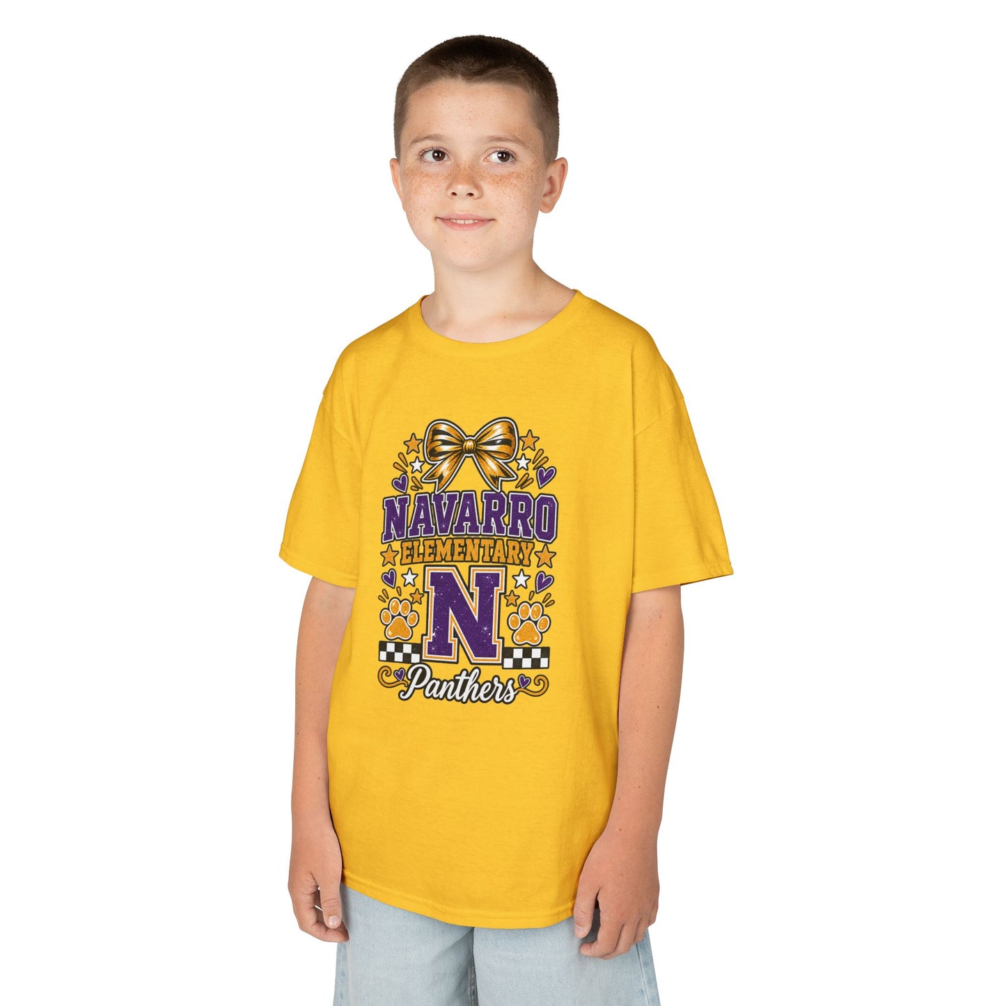 Kids Navarro Elementary Panthers T‑Shirt — Purple & Gold School Spirit Tee