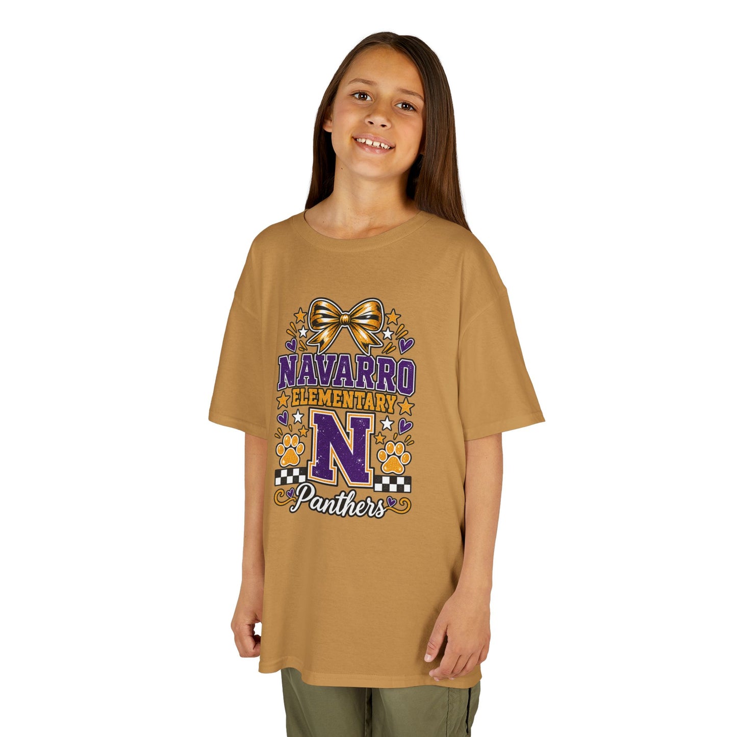 Kids Navarro Elementary Panthers T‑Shirt — Purple & Gold School Spirit Tee