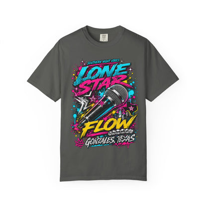 Lone Star Flow Microphone T-Shirt — Gonzales, Texas Retro Rap Tee