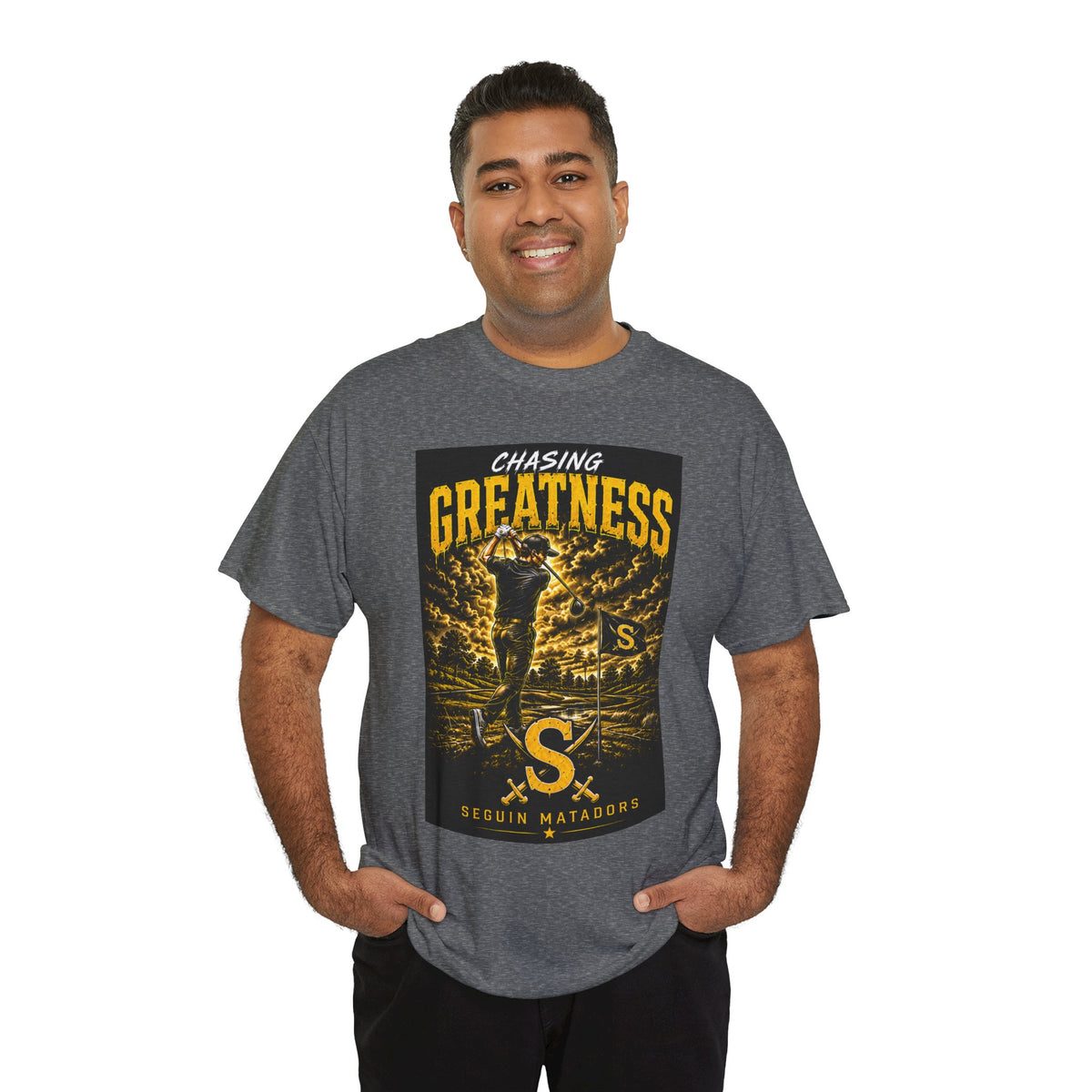 Chasing Greatness Tee — Seguin Matadors Baseball Graphic Shirt