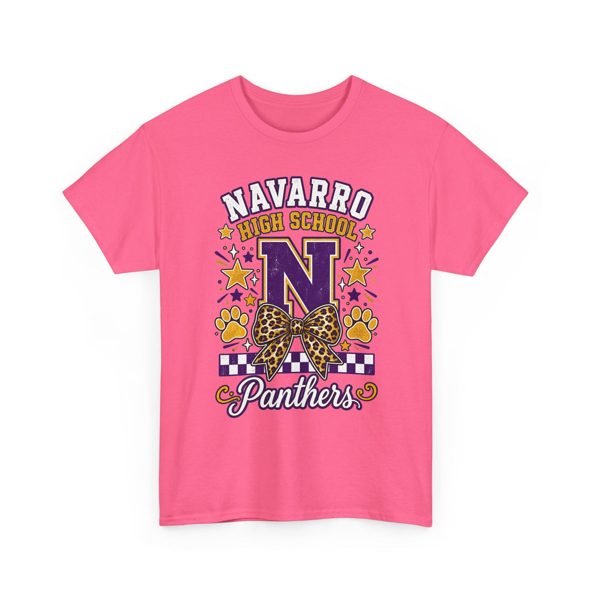 Navarro Panthers High School Tee — 'N' Leopard Ribbon Paw Print Design