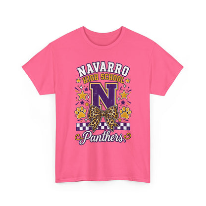Navarro Panthers High School Tee — 'N' Leopard Ribbon Paw Print Design