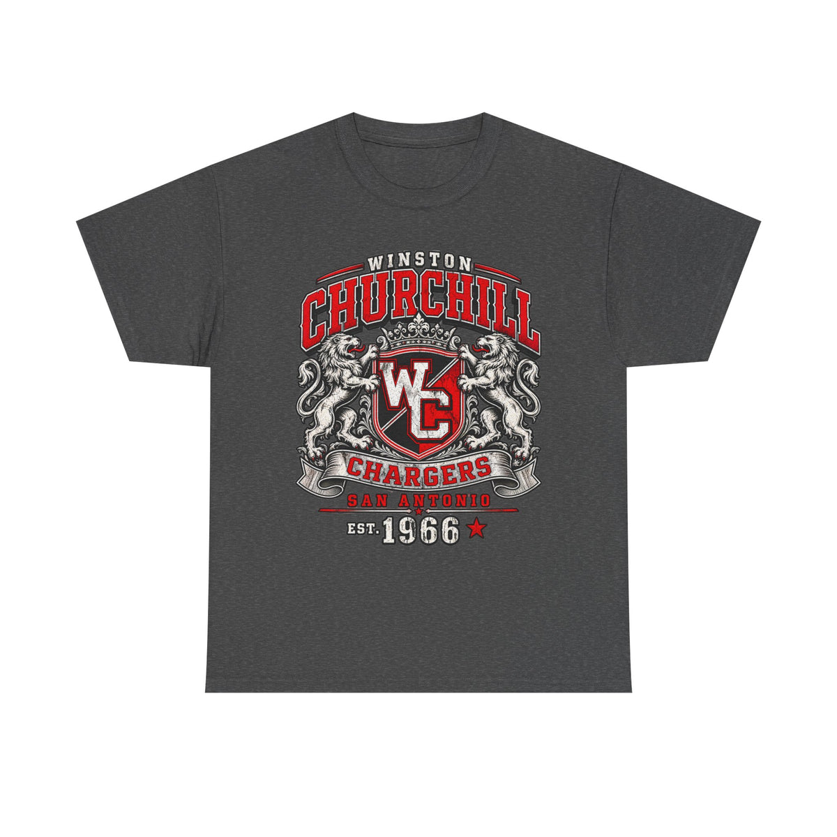 Churchill Chargers Vintage Crest T-Shirt — Winston Churchill 1966 School Spirit Tee