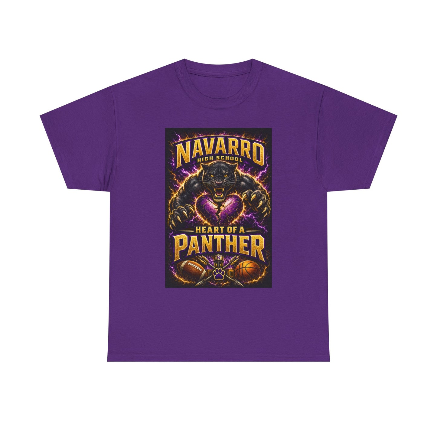 Panther Football Tee — "Navarro Heart of a Panther" High School Mascot Shirt