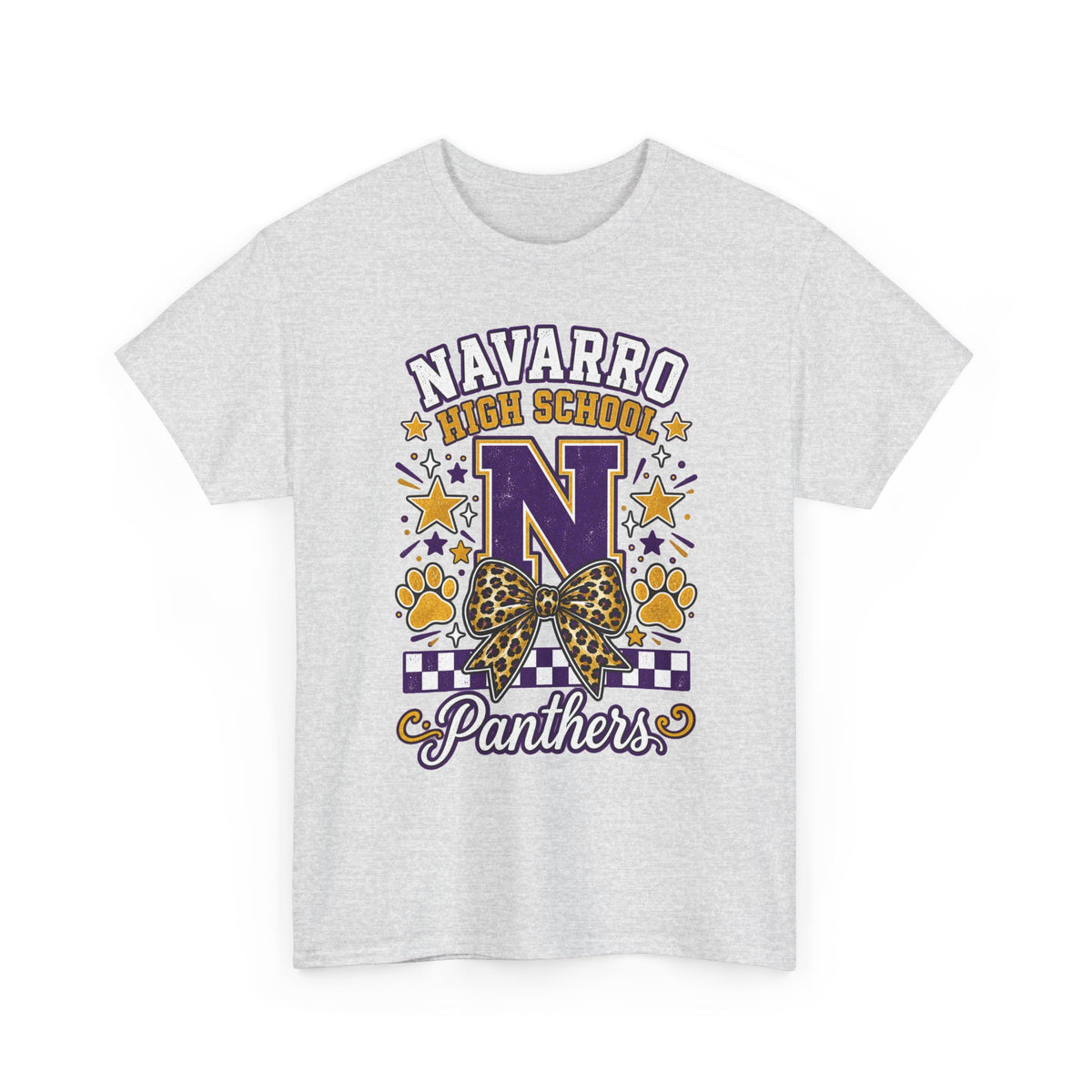 Navarro Panthers High School Tee — 'N' Leopard Ribbon Paw Print Design