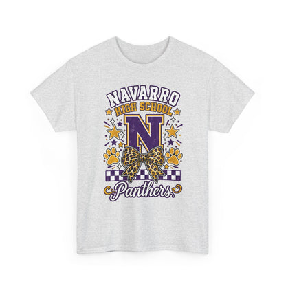 Navarro Panthers High School Tee — 'N' Leopard Ribbon Paw Print Design