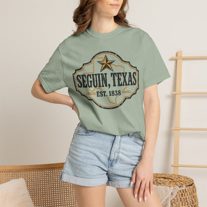 Seguin, Texas Vintage Badge T-Shirt — Est. 1838 Cotton Tee