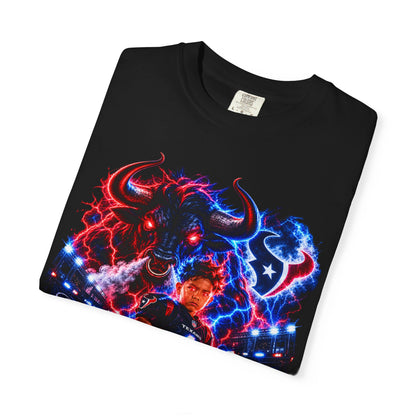 Houston Texans Bull Graphic T-Shirt — Neon Player & Team Logo Football Tee