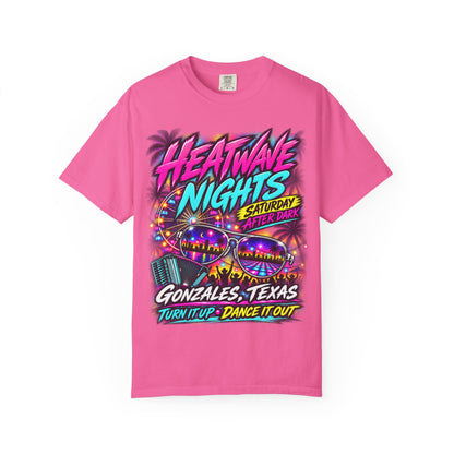 Heatwave Nights T-Shirt — Gonzales, Texas Retro Neon Party Tee