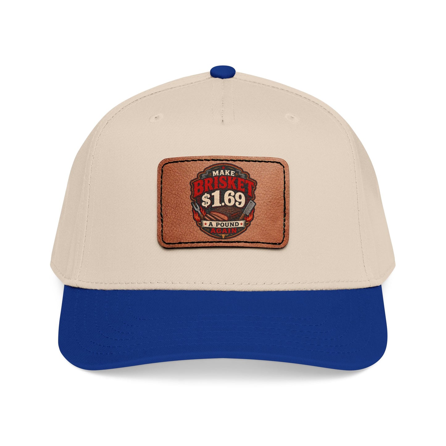 VSA Brisket Mid Profile Baseball Cap with Leather Patch (Rectangle)