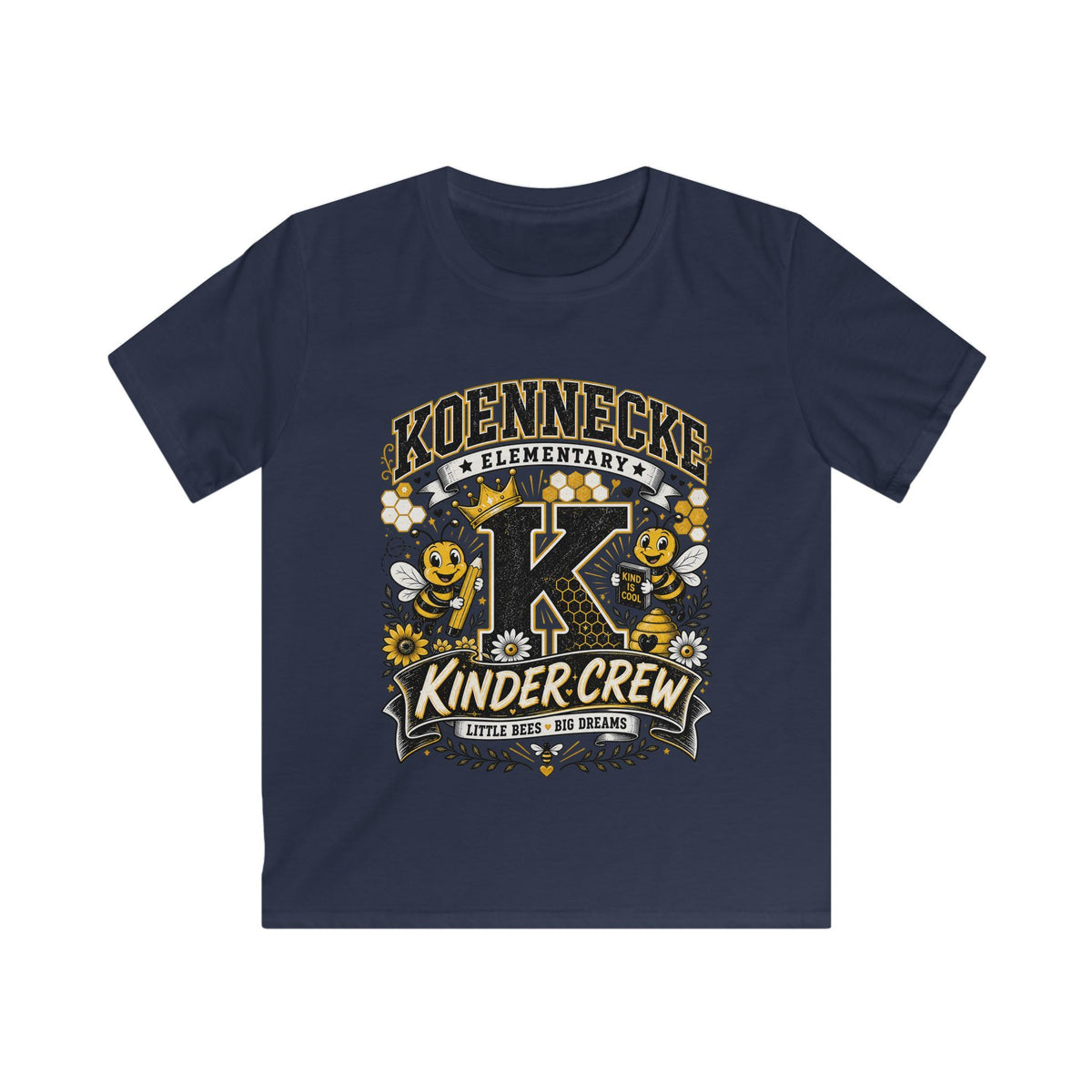 Kinder Crew Kids T‑Shirt — Kdennecke Elementary Kindergarten School Spirit Tee
