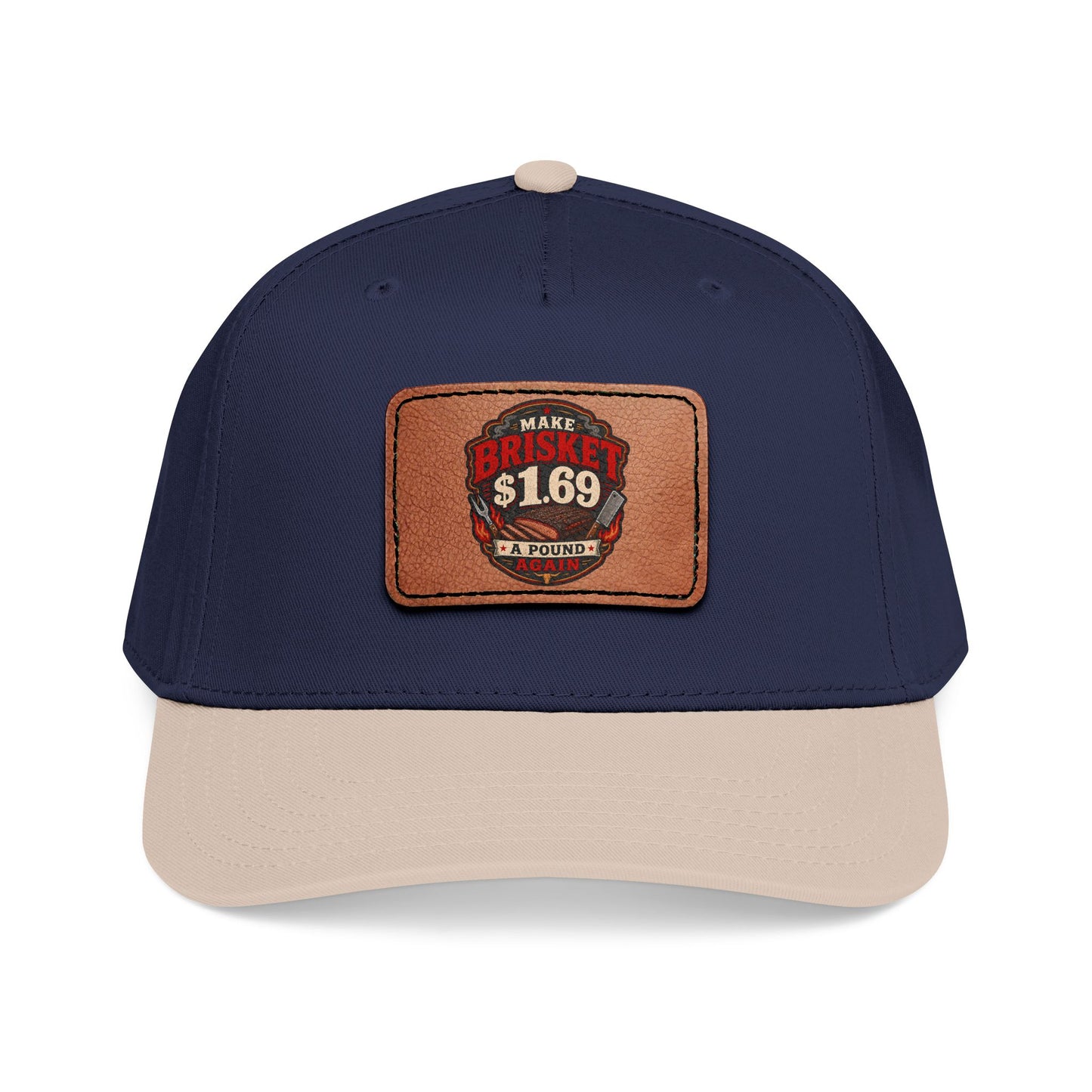 VSA Brisket Mid Profile Baseball Cap with Leather Patch (Rectangle)