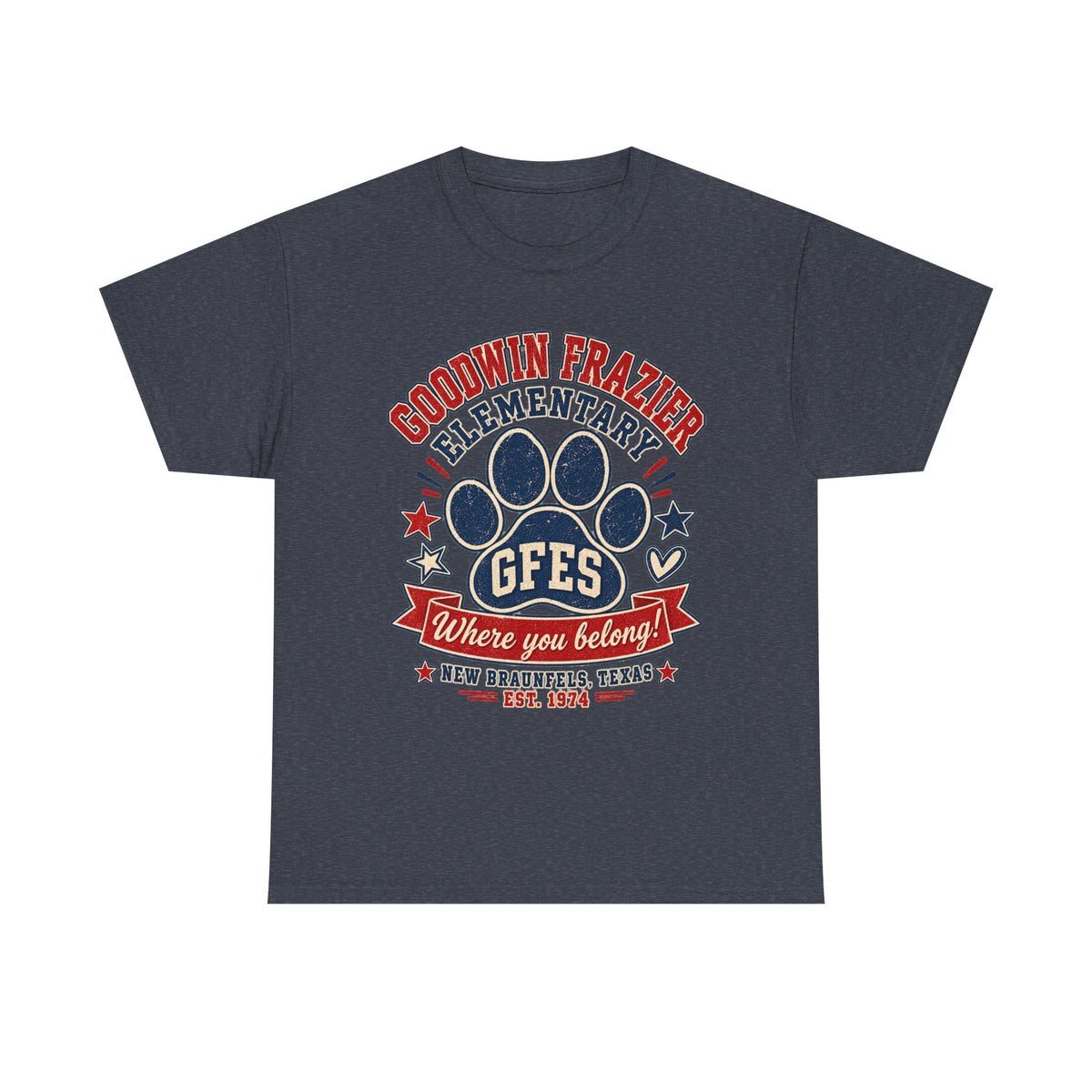 Goodwin Frazier Elementary GFES Paw Print T-Shirt — Where You Belong School Spirit Tee