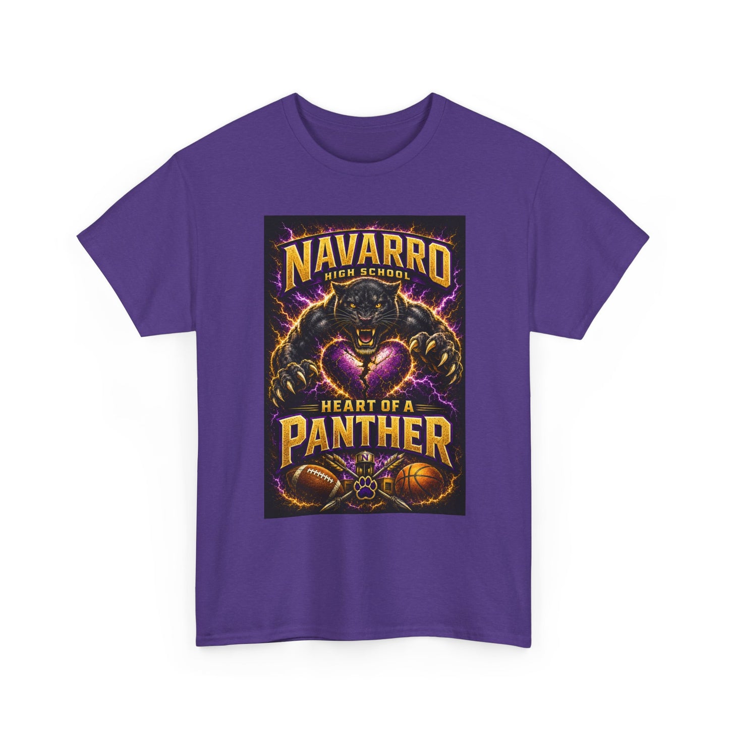 Panther Football Tee — "Navarro Heart of a Panther" High School Mascot Shirt