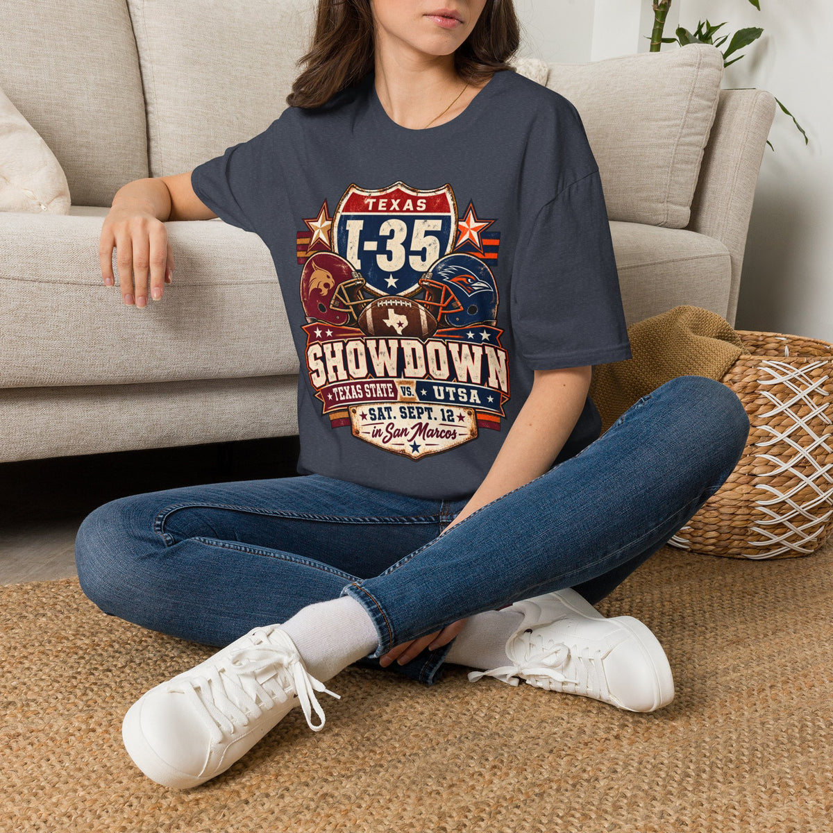 I-35 Texas Showdown Football T-Shirt – Texas State vs UTSA Game Day Tee