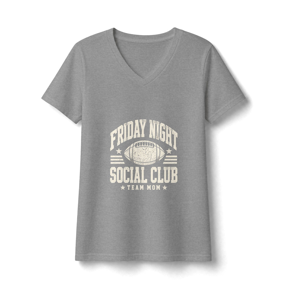 Friday Night Social Club V-Neck Tee — Team Mom Football T-Shirt