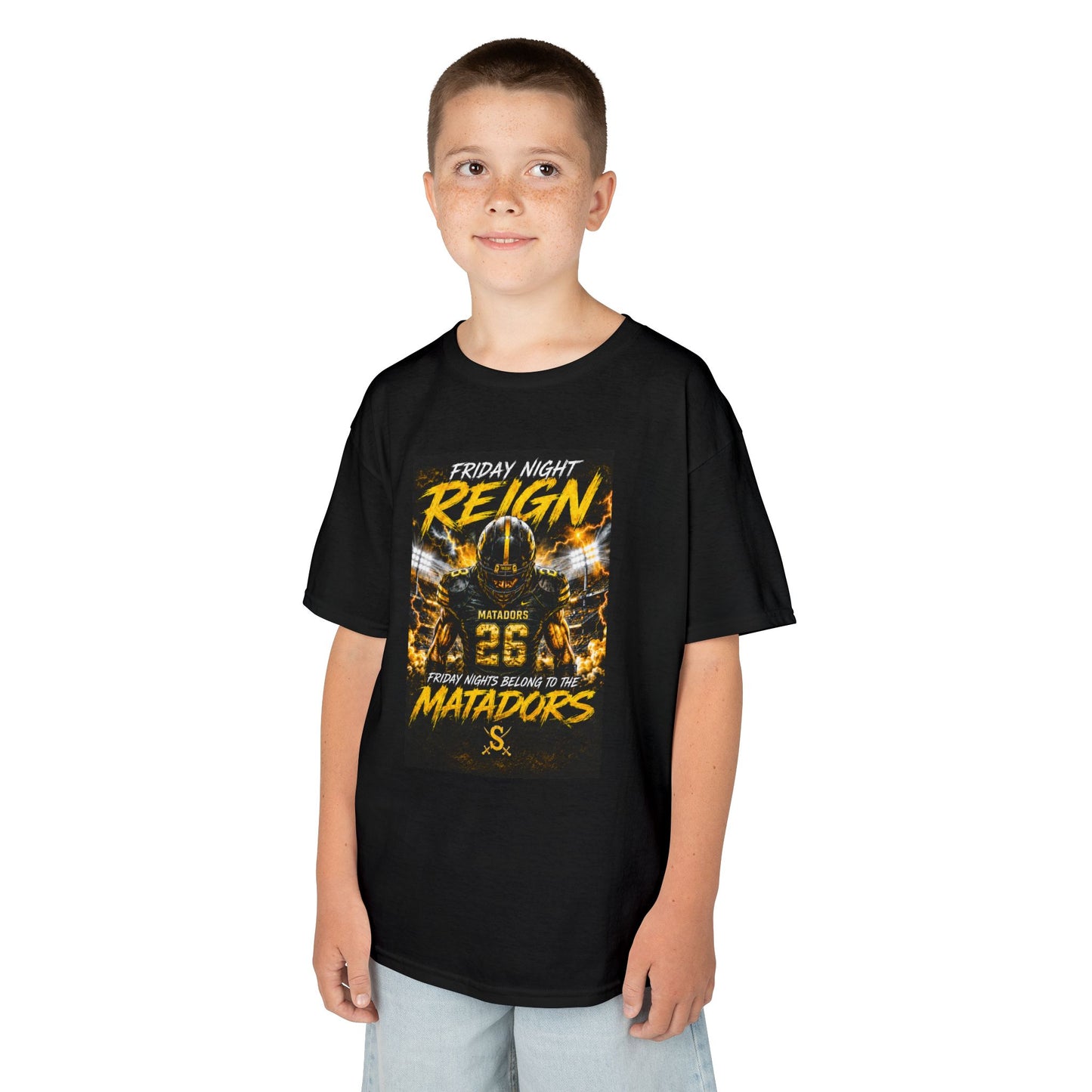 Kids T-Shirt — 'Friday Night Reign' Matadors Football Tee (Number 26)
