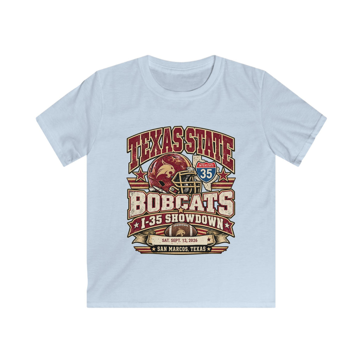 Texas State Bobcats Kids T‑Shirt — I-35 Showdown Football Tee (San Marcos, TX)