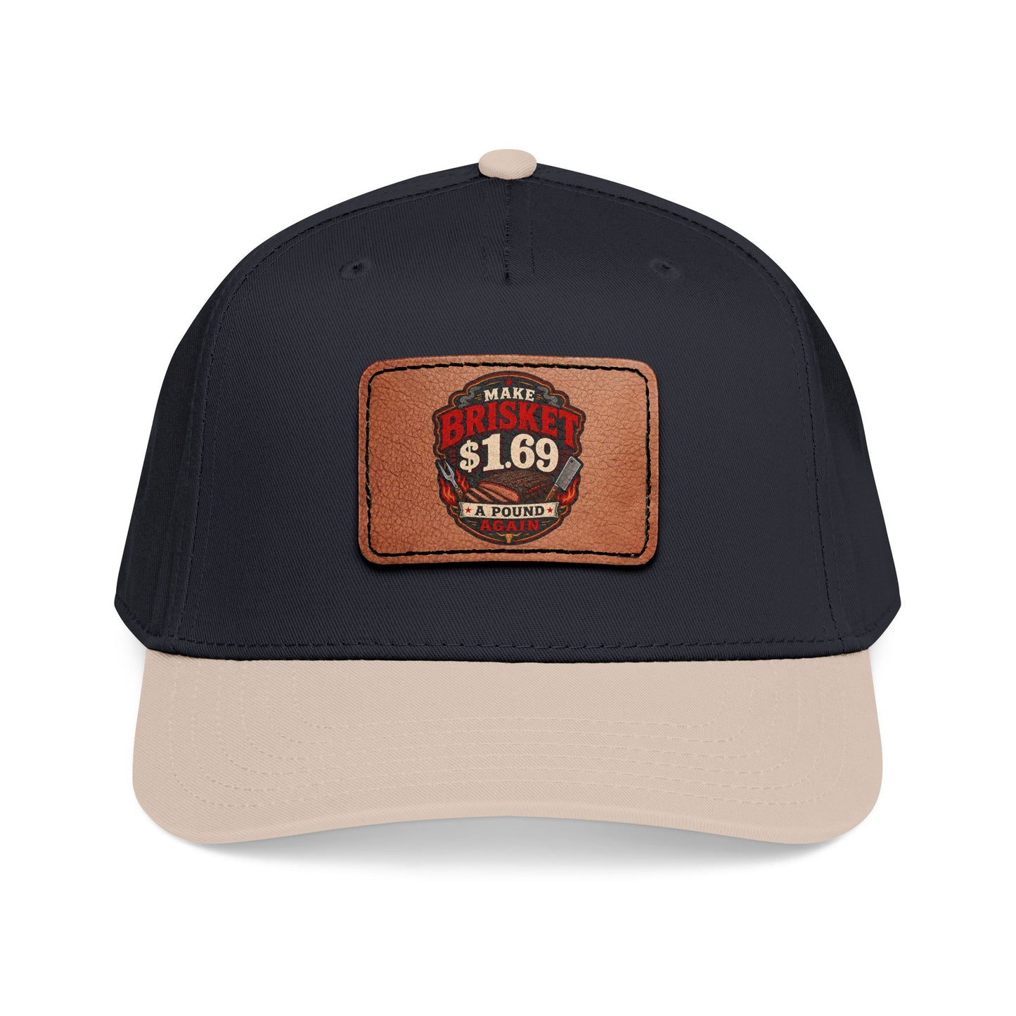 VSA Brisket Mid Profile Baseball Cap with Leather Patch (Rectangle)