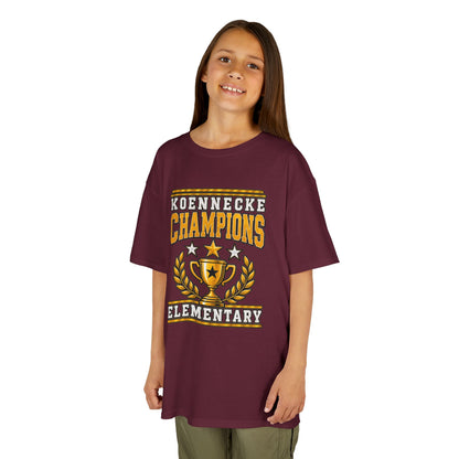 Koennecke Champions Elementary Kids T-Shirt — School Spirit Trophy Design
