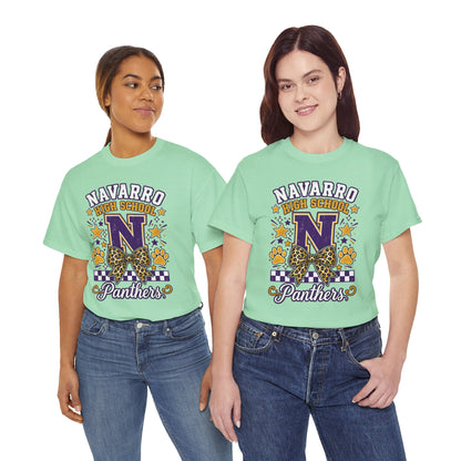 Navarro Panthers High School Tee — 'N' Leopard Ribbon Paw Print Design