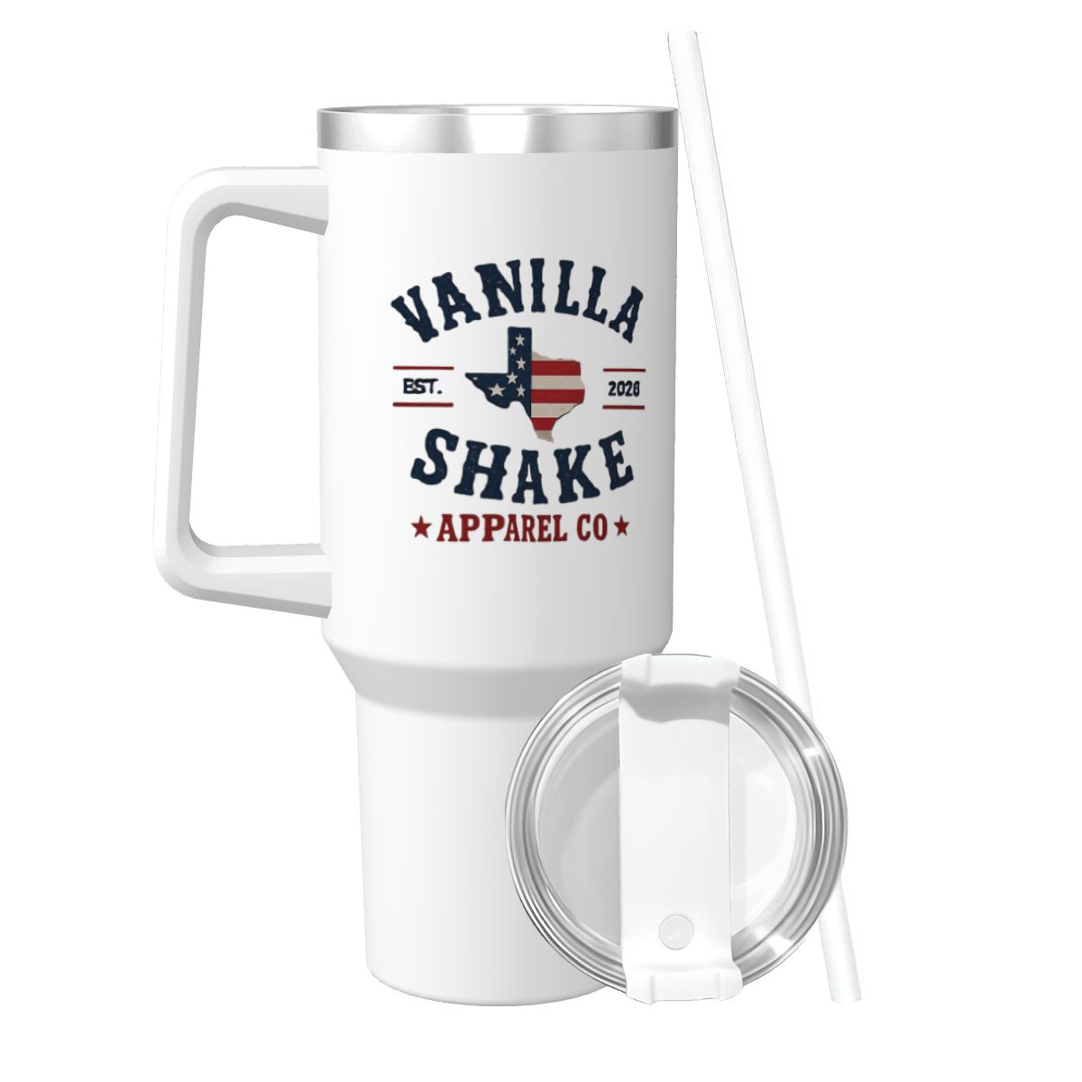 RWB Logo Travel Coffee Mug with Handle and Straw (40oz)