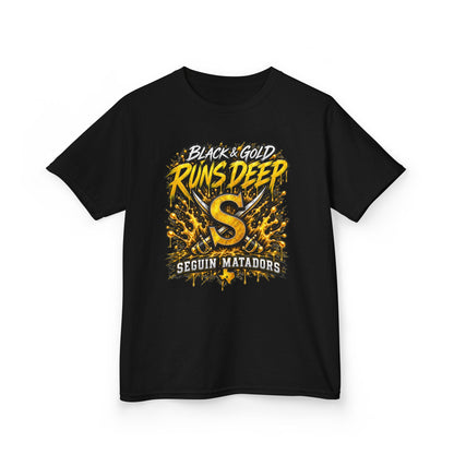 Kids T-Shirt — "Black & Gold Runs Deep" Seguin Matadors Tee