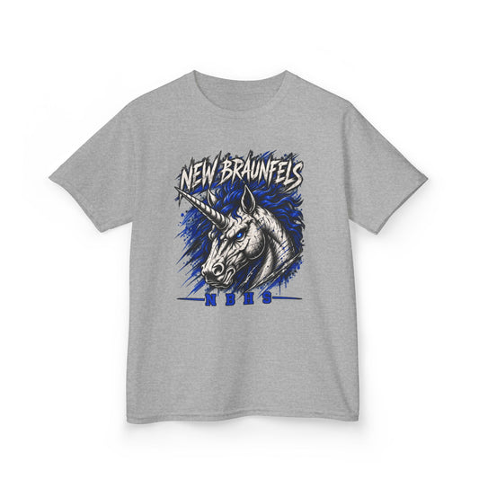 New Braunfels Unicorn Kids T‑Shirt — Blue Graphic Tee for Children