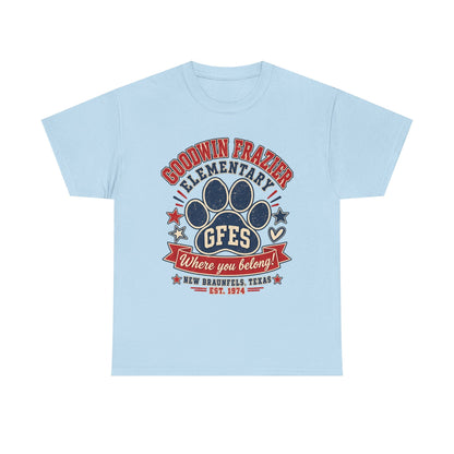 Goodwin Frazier Elementary GFES Paw Print T-Shirt — Where You Belong School Spirit Tee