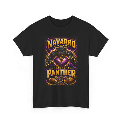 Panther Football Tee — "Navarro Heart of a Panther" High School Mascot Shirt