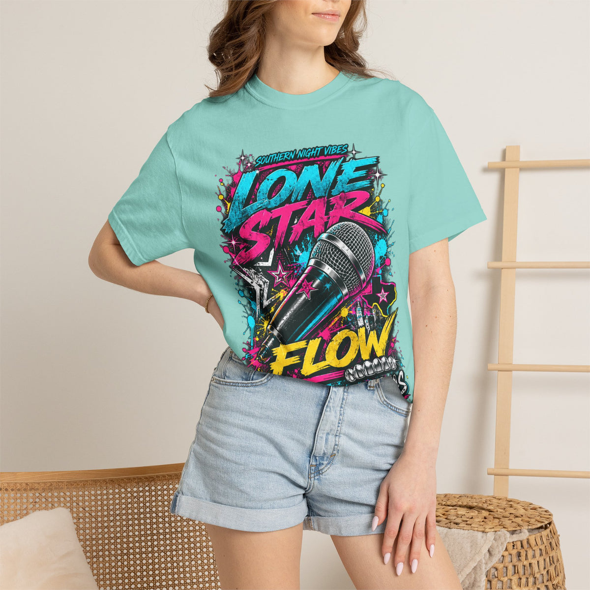 Lone Star Flow Microphone T-Shirt — Gonzales, Texas Retro Rap Tee