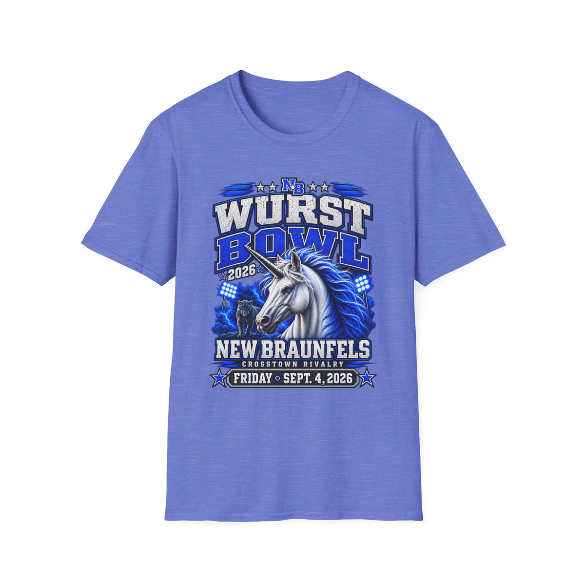 Wurst Bowl T-Shirt — New Braunfels 2026 Unicorn Football Event Tee