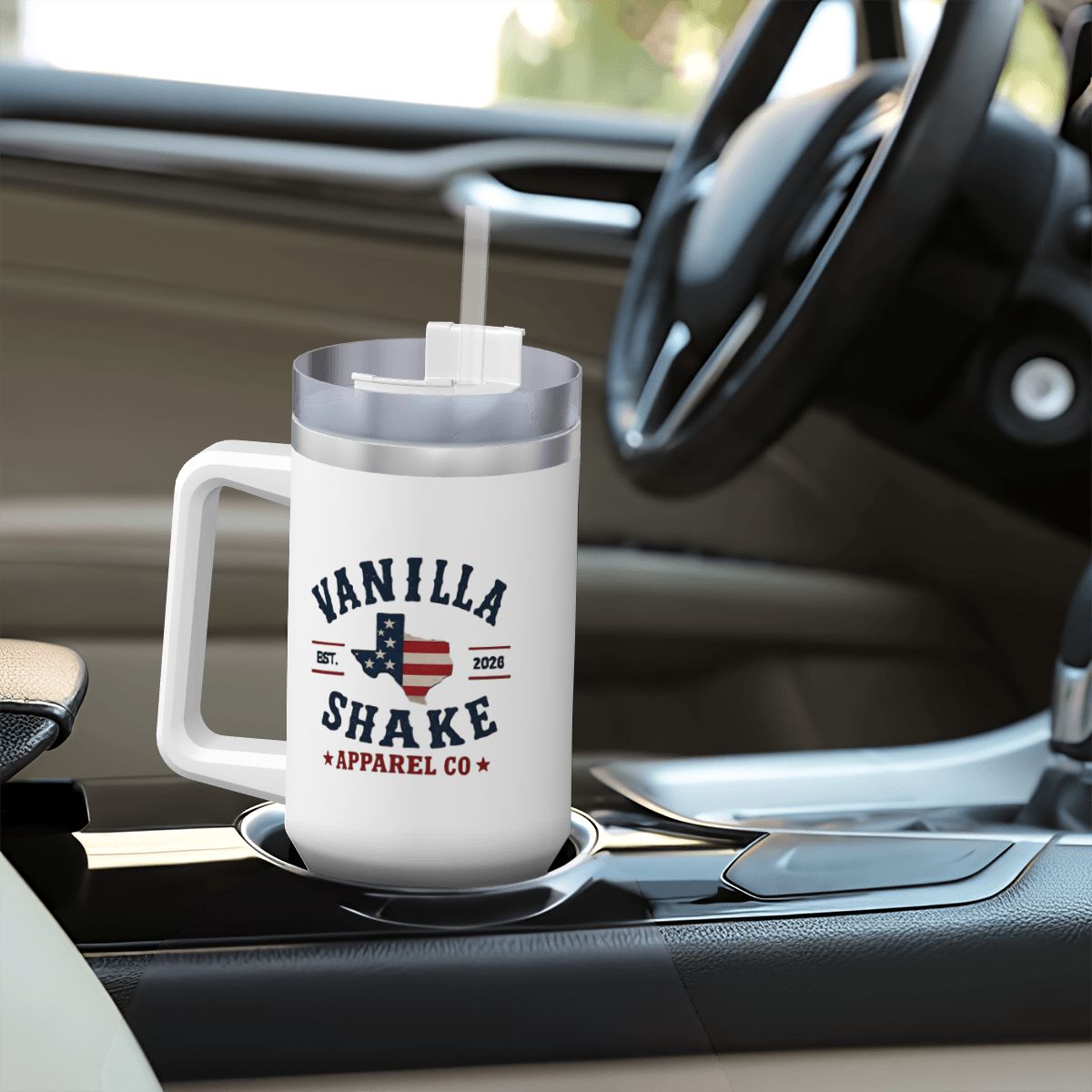 RWB Logo Travel Coffee Mug with Handle and Straw (40oz)