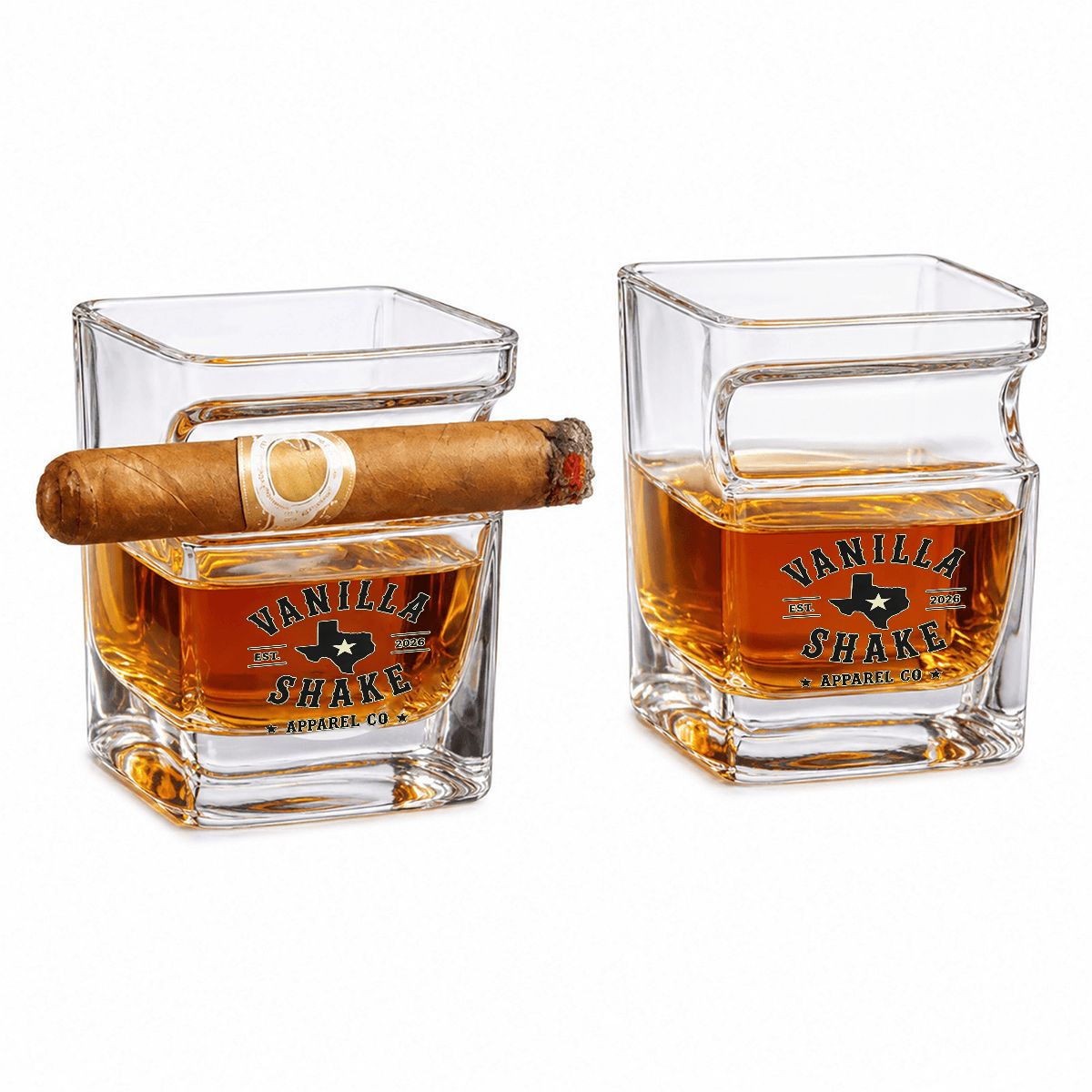 Whiskey Glass with Cigar Holder