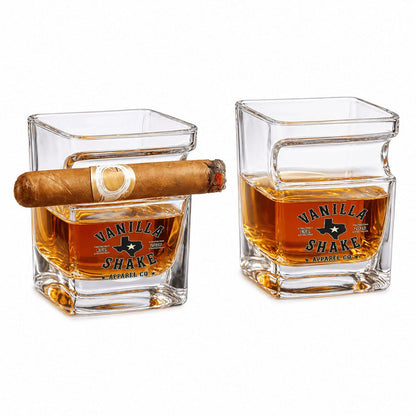 Whiskey Glass with Cigar Holder