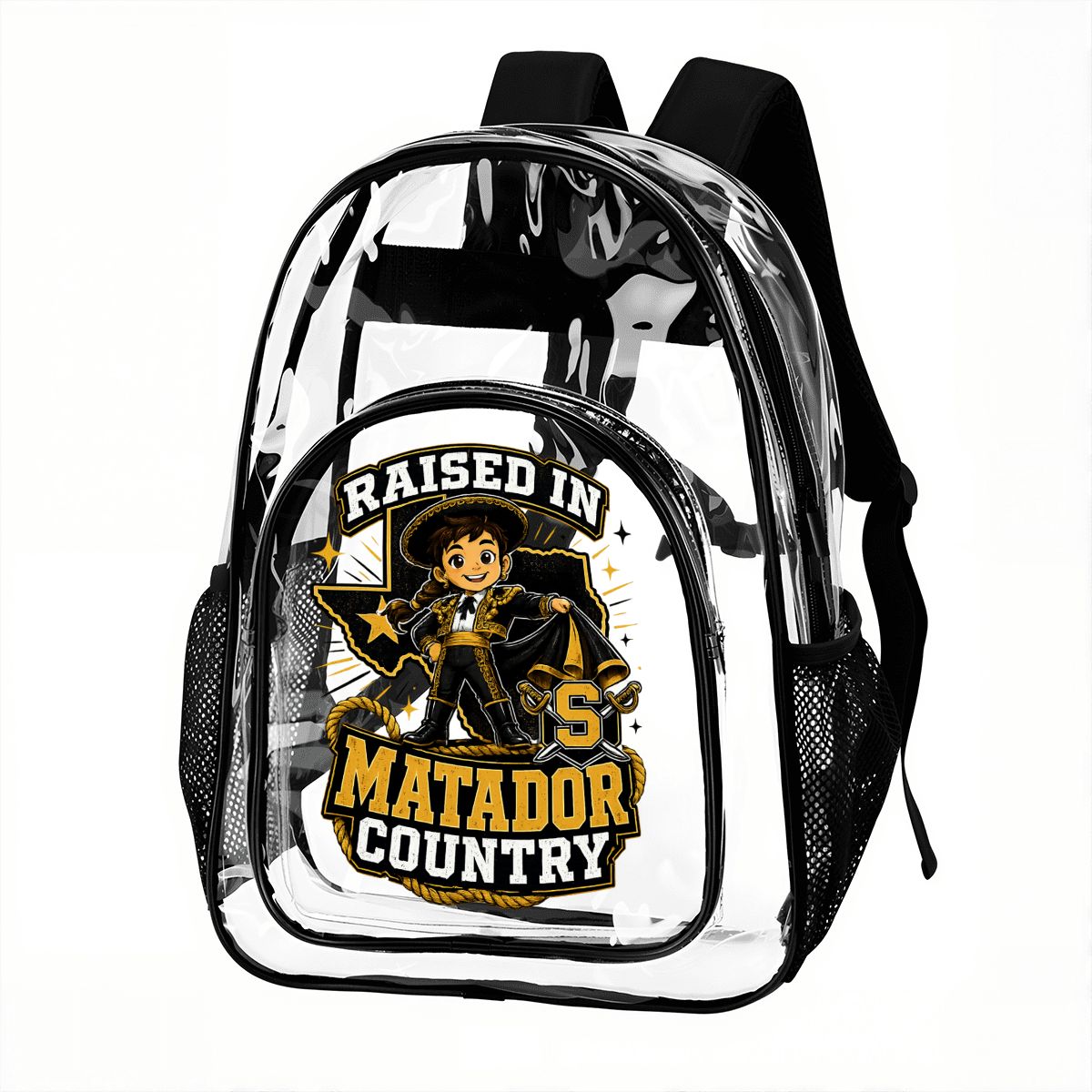 Seguin Junior Lady Matador Clear Backpack with Mesh Pocket