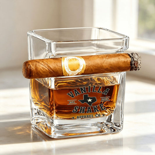 Whiskey Glass with Cigar Holder