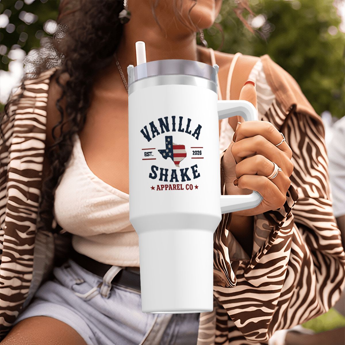RWB Logo Travel Coffee Mug with Handle and Straw (40oz)